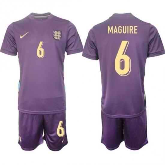Men England 6 Harry Maguire 2024 25 Purple Away Soccer Jersey Suit